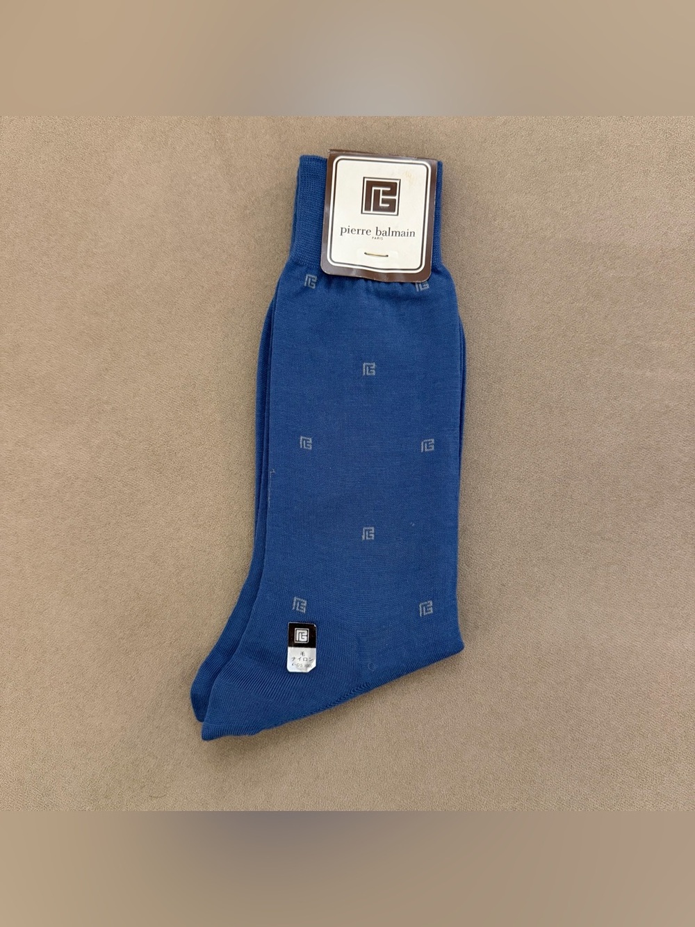 Vintage Pierre Balmain Paris Blue Monogram Dress Socks NWT